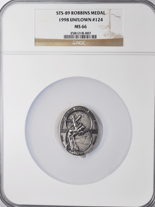 1998 STS-89 Robbins Silver Space Medal Unflown #124 NGC MS66 Endeavour