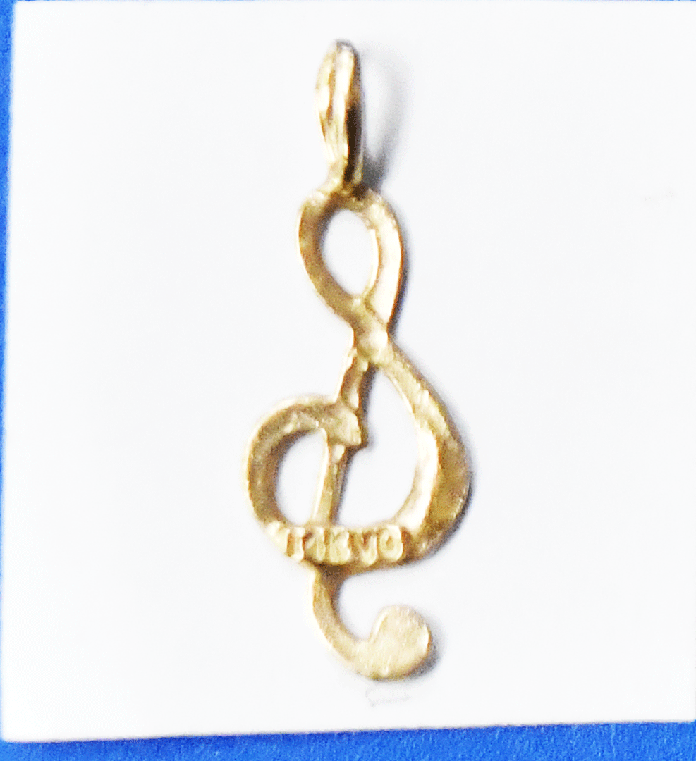 14k Gold VG Music Treble Note Pendant Charm 22mm x 7mm