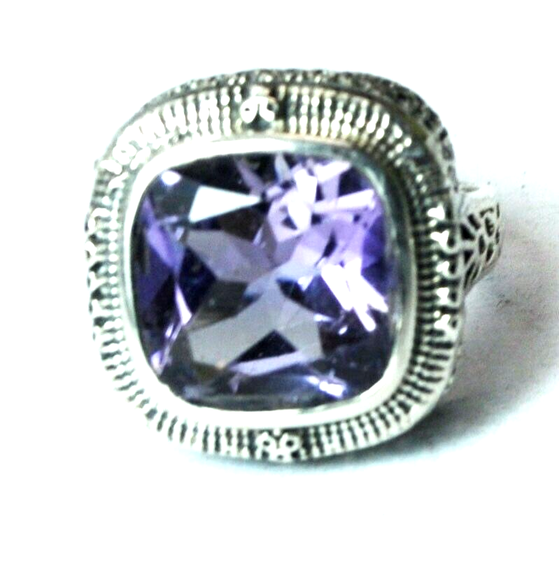 Sterling Chalisa Square Purple Amethyst Ring 18mm Size 6-1/2