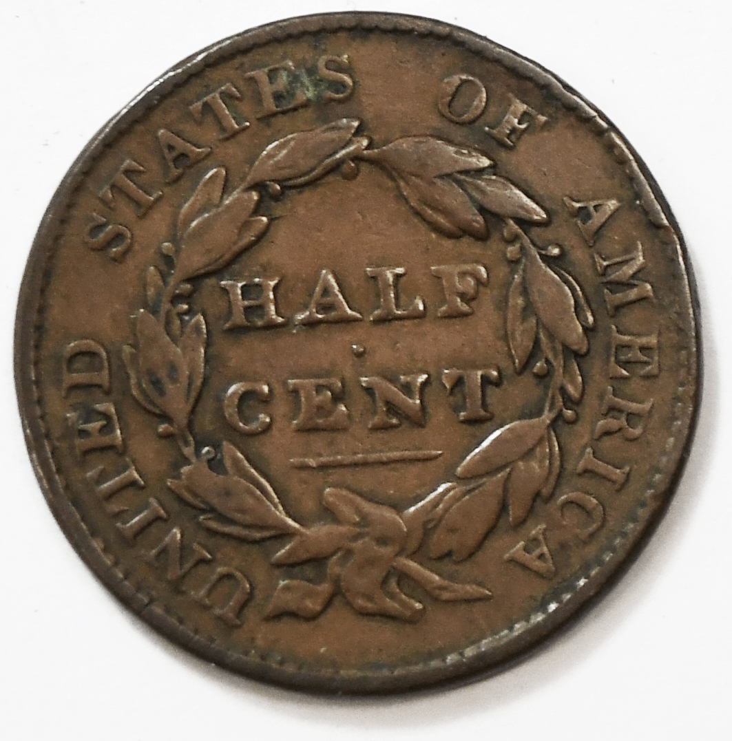 1828 1/2c Classic Head Half Cent US Coin Rare Philadelphia 13 Stars