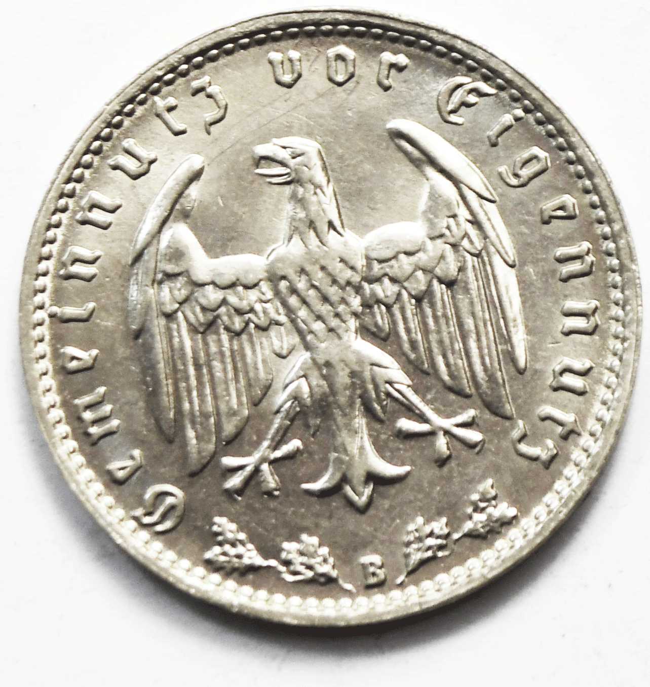 1939 B Germany Third Reich Reichsmark Nickel Coin KM# 78 Rare Uncirculated