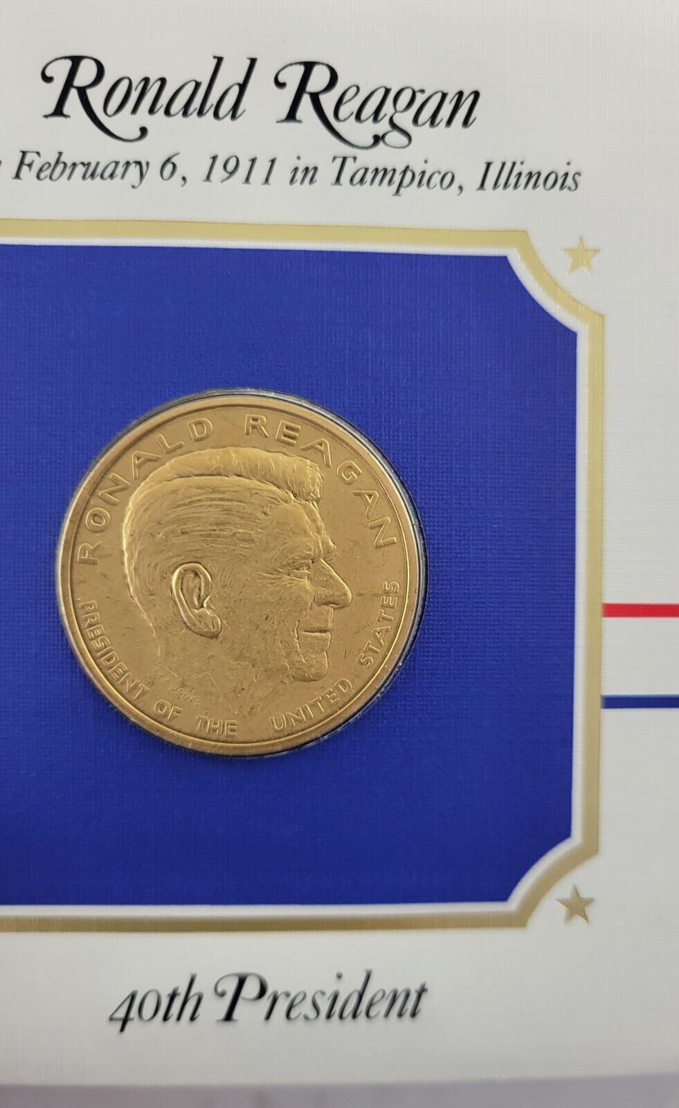 Ronald Reagan Presidential Covers Medal Postal Commemorative Society Gold Plated