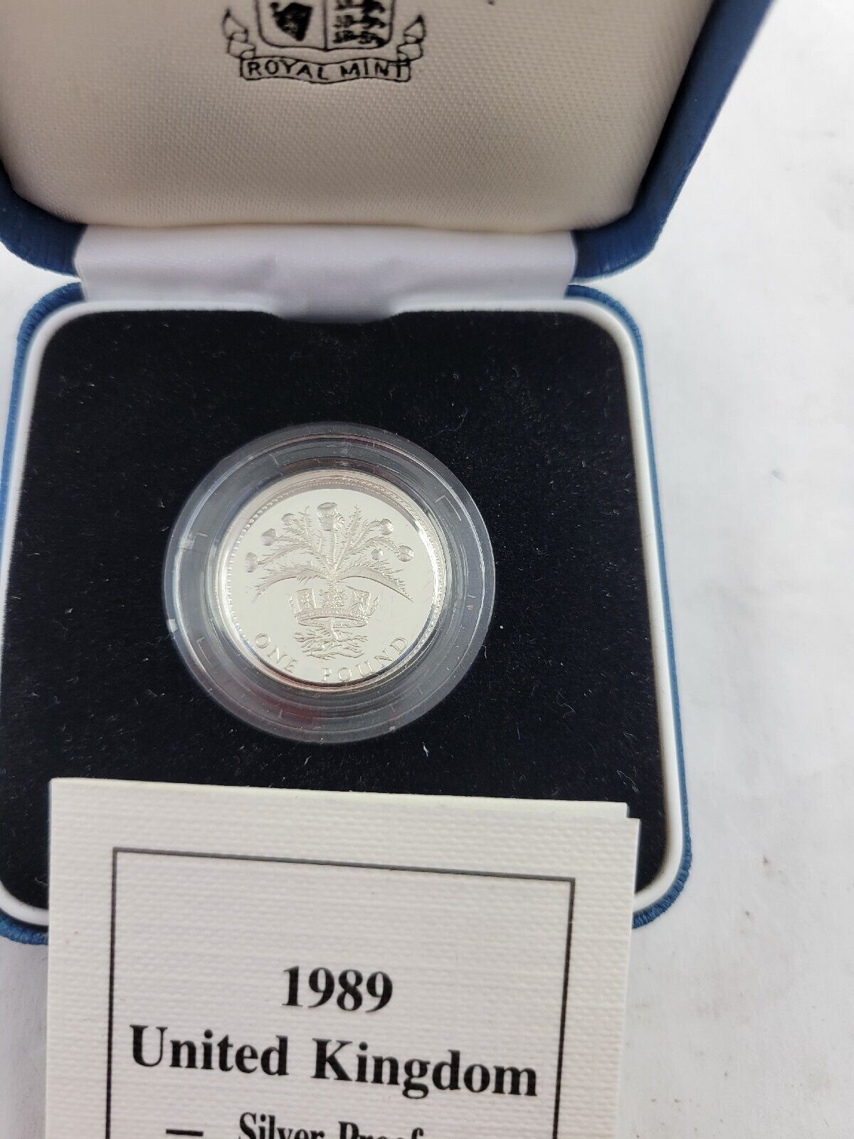 1989 UK Great Britain Royal Mint Silver Proof One Pound Coin