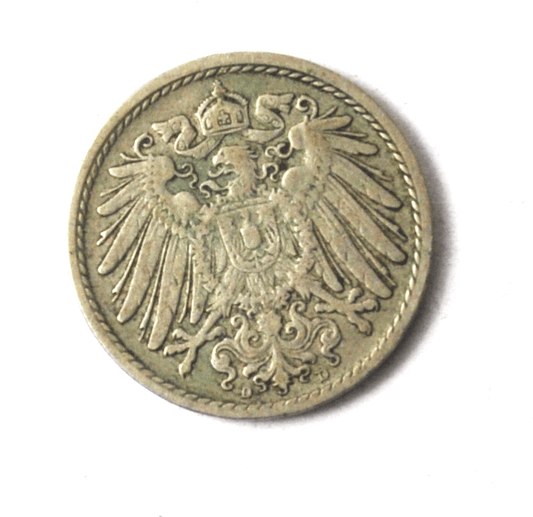 1893 D Germany Empire Five Pfennig KM# 11 Copper Nickel Coin