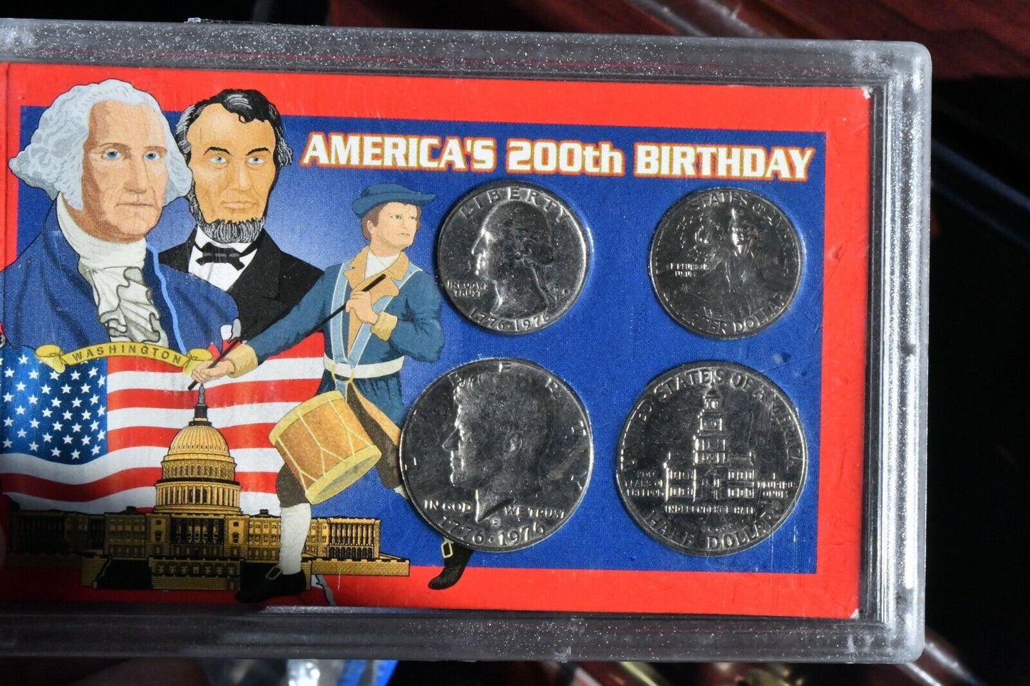 America's 200th Birthday Bicentennial 4 Coin Quarter and Half Dollar Set