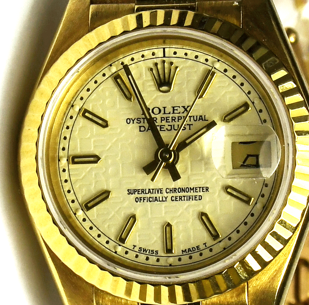 1989 Women's Rolex President 18k Datejust Ivory Jubilee Stick Dial 26mm 6" Wrist