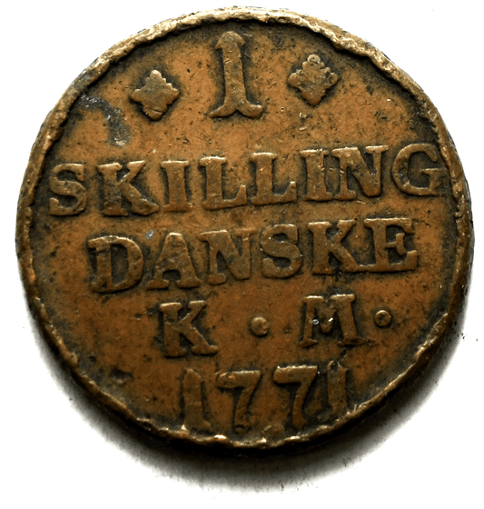 1771  Denmark  Skilling Copper Coin