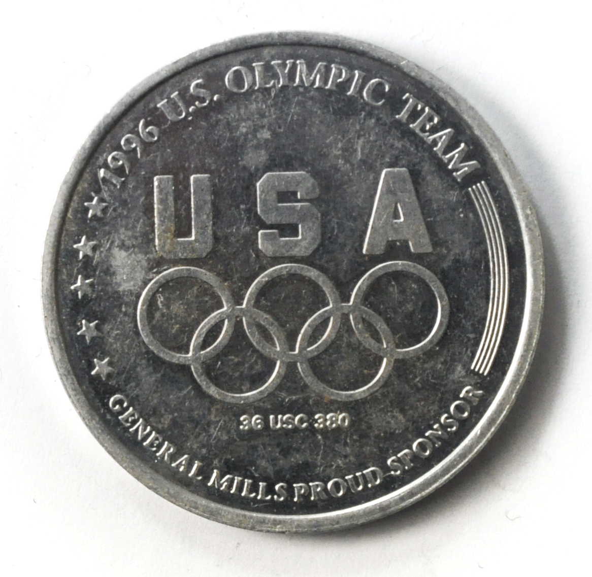 1996 USA Olympics Aluminum Medal General Mills 39mm Atlanta Gymnastics ...