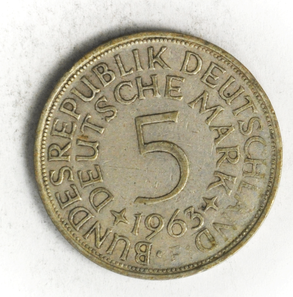 1963 F Germany - Federal Republic 5 Five Mark Silver Coin KM# 112.1