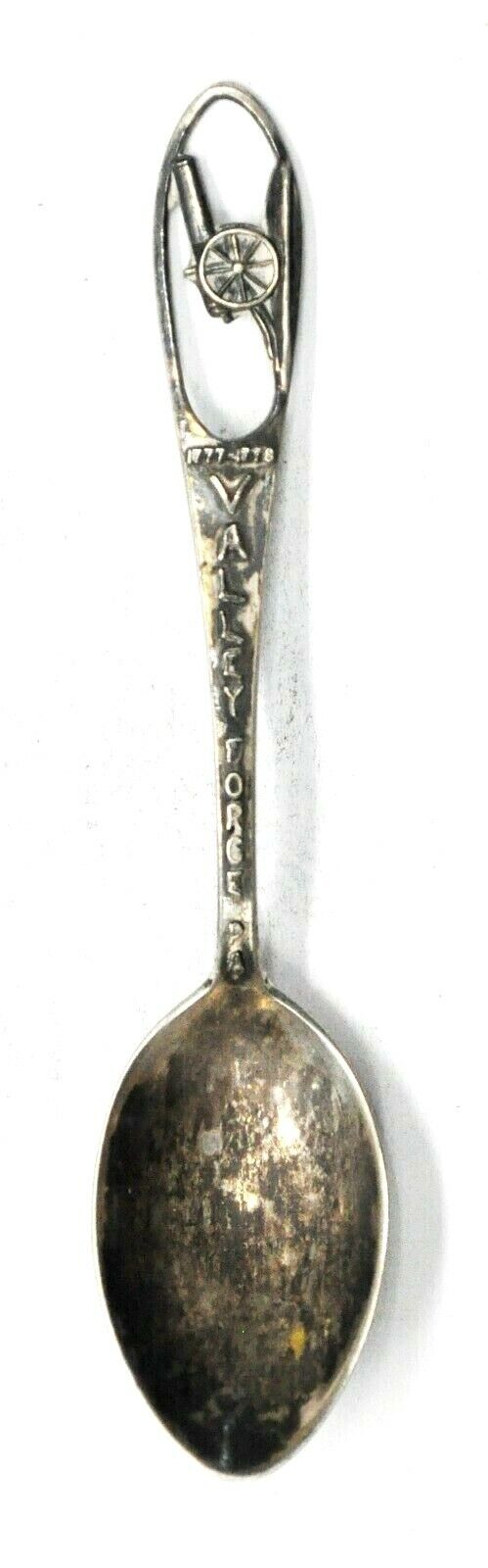 Sterling Bates Klinke Valley Forge Cannon Cutout Souvenir Spoon 4-1/4"