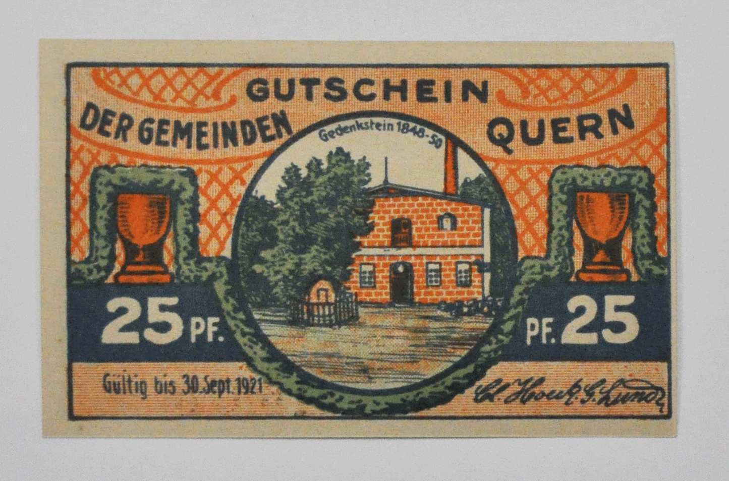 1921 Germany 25 Pfennig Notgeld 16977 Quern Uncirculated Note