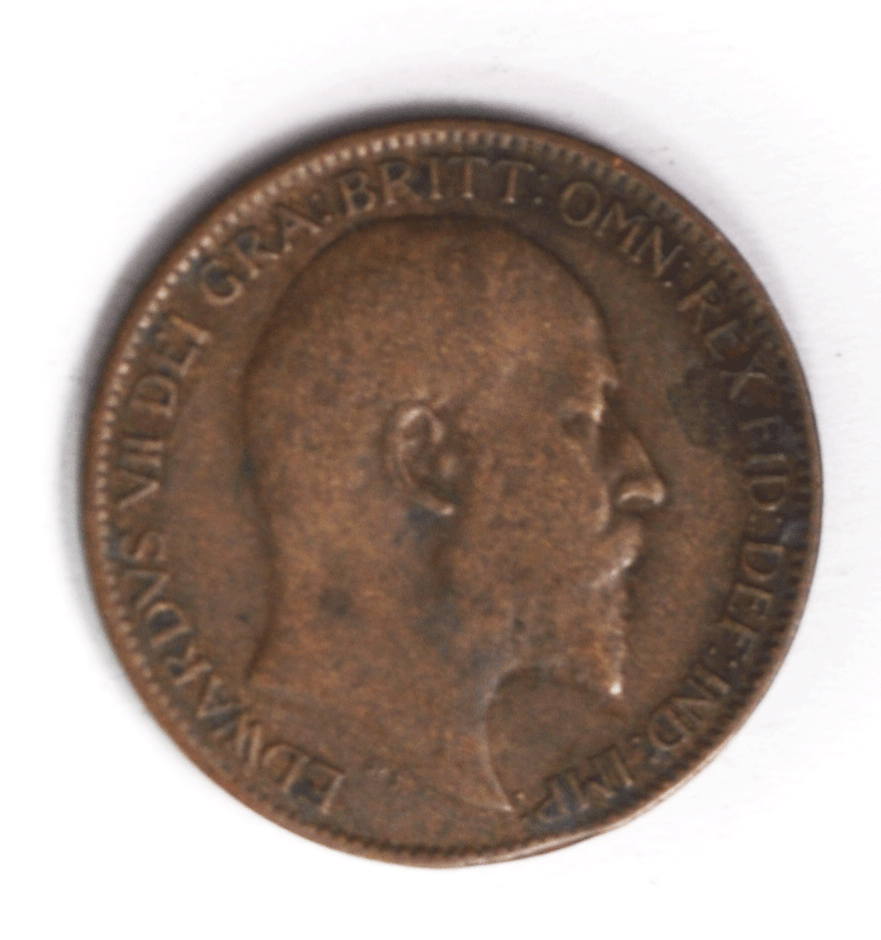 1906 1F Great Britain Farthing Bronze Coin