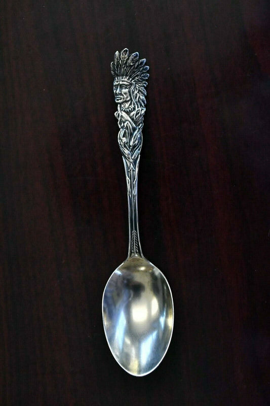 Indian Chief Souvenir Spoon by Fessenden & Co. 5 1/4" Sterling Silver .49 oz.