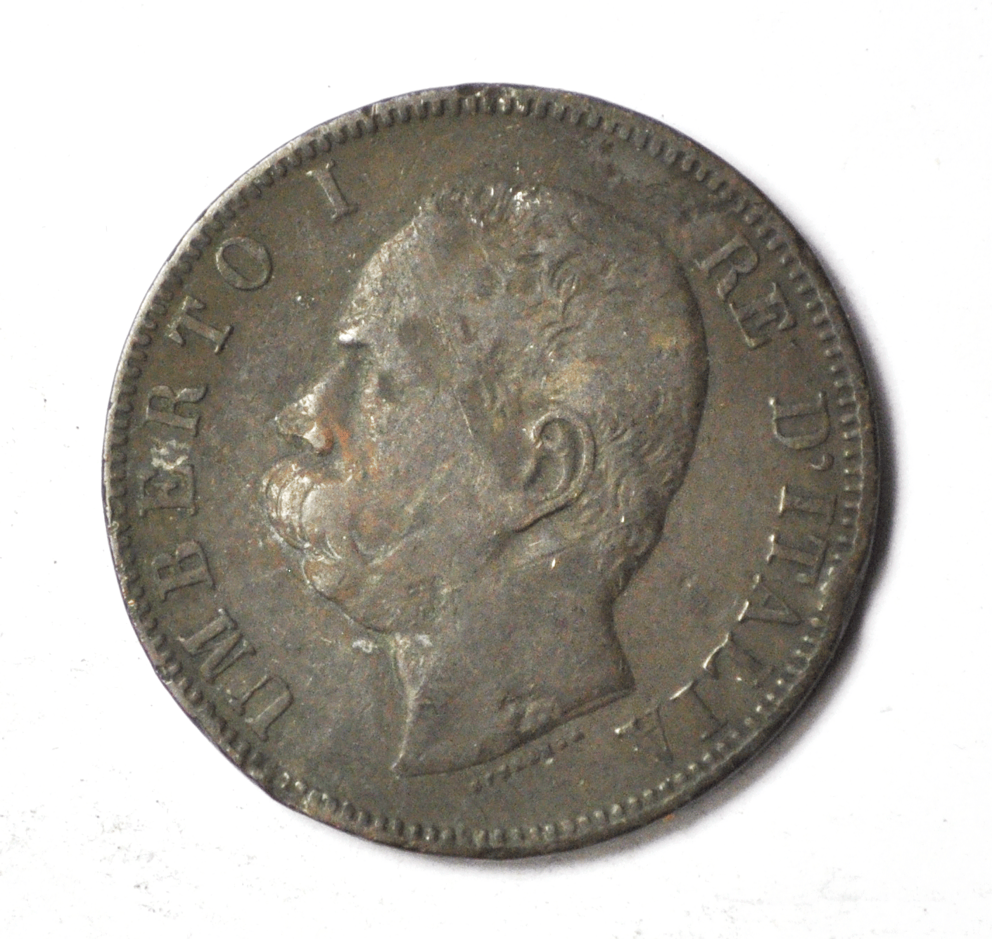 1893 BI Italy 10c Ten Centesimi Copper Coin KM#27.1 Rare