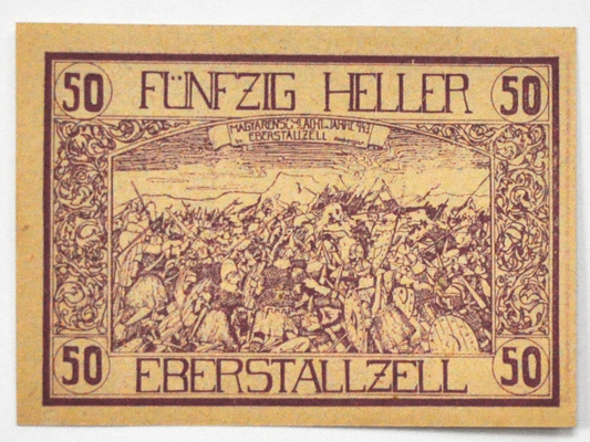 1920 50 Heller Austria Notgeld Banknote Eberstalzell Uncirculated