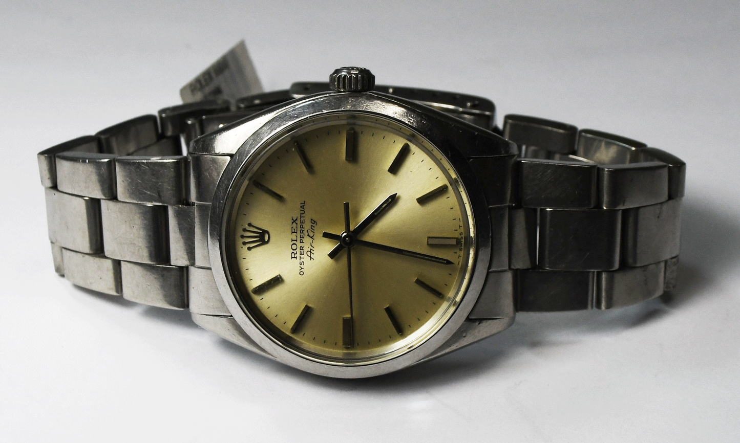 1980 Men's Rolex Air King 5500 34mm Stainless Steel Automatic Wristwatch