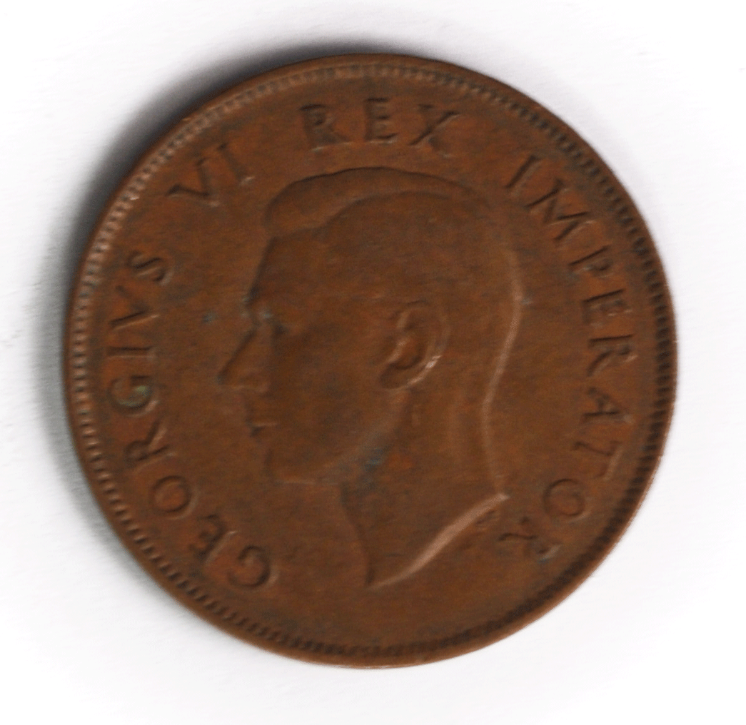 1941 South Africa Penny Bronze Coin KM# 25