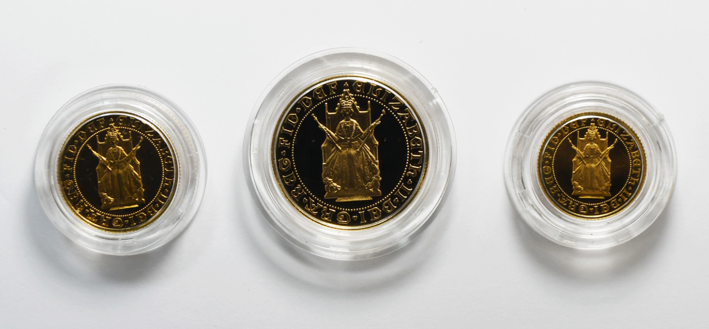 1989 Great Britain Gold Proof Sovereign Three Coin Proof Set w Box & Papers