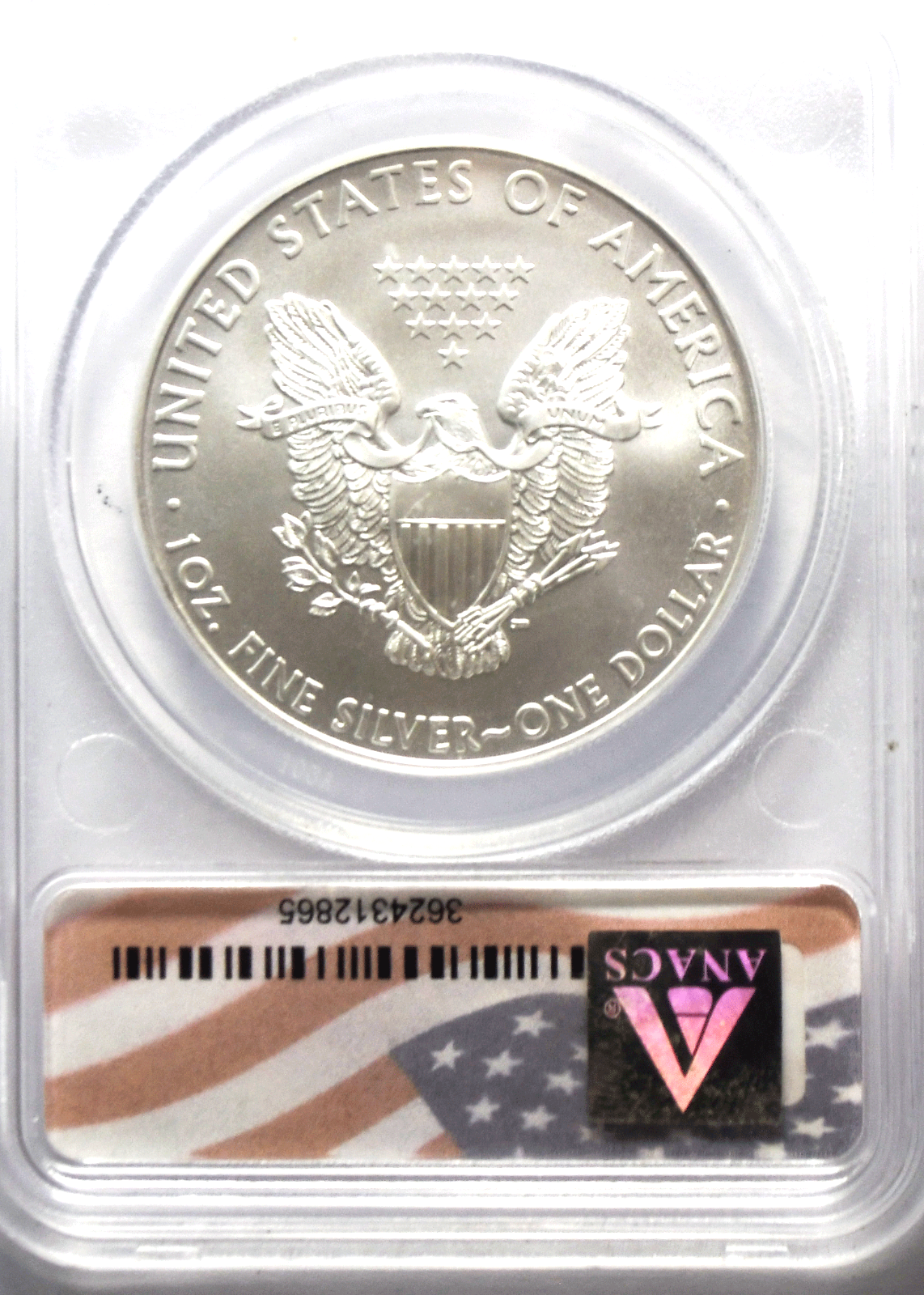 2010 $1 American Silver Eagle .999 Fine Silver One Ounce ANACS MS70 Flag Holder