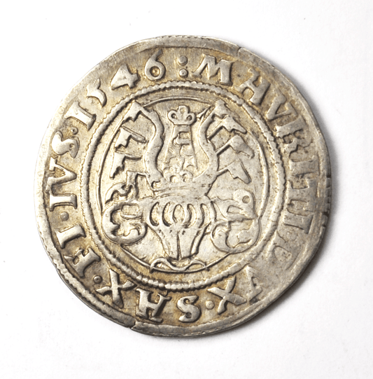 1546 German States Saxony Ernestine 1/4 Quarter Guldengroschen Silver Coin