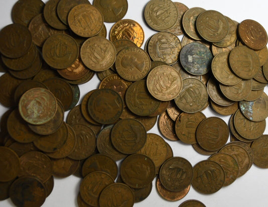 Lot of 225 Great Britain Half 1/2 Penny Coins 1937-1967  Bronze Coins