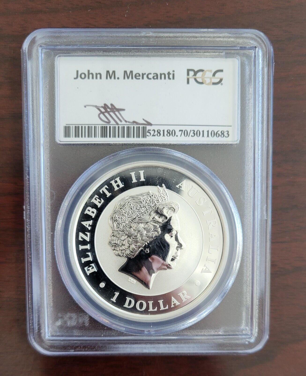 2014 P PCGS MS70 Australian John Mercanti $1 Wedge Tailed Eagle .999 Silver 1oz.