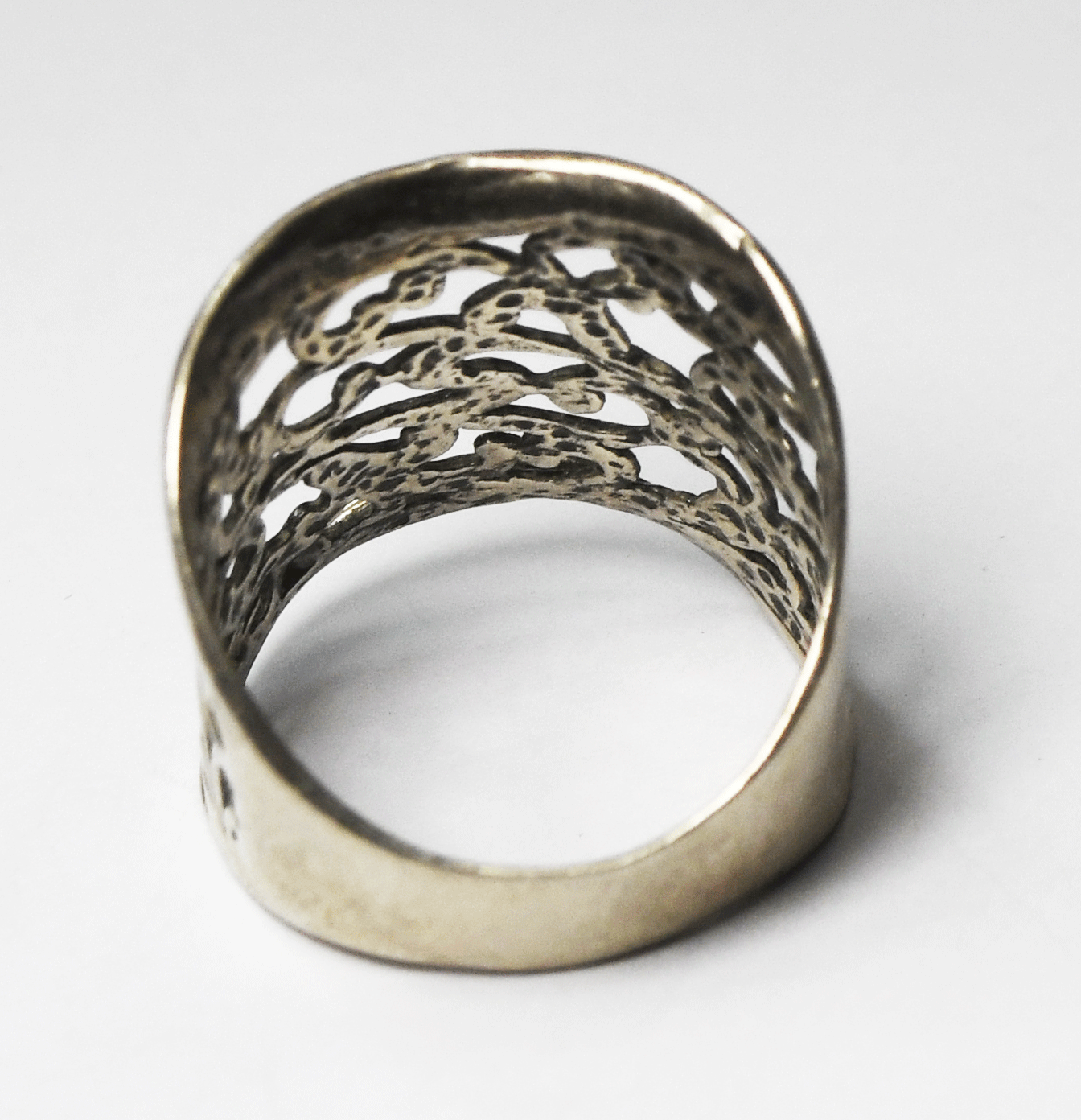 Sterling Silver Paz Or Filigree Vine Floral Ring Band 23mm Size 10-1/2