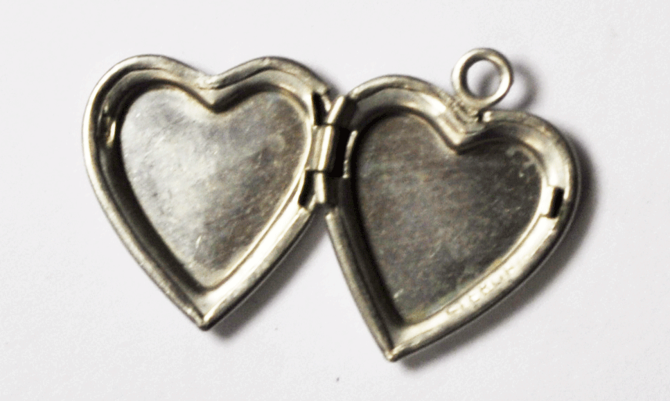 Sterling Puffy Heart Charm Hinged Locket Pendant Engraved Flowers 18mm