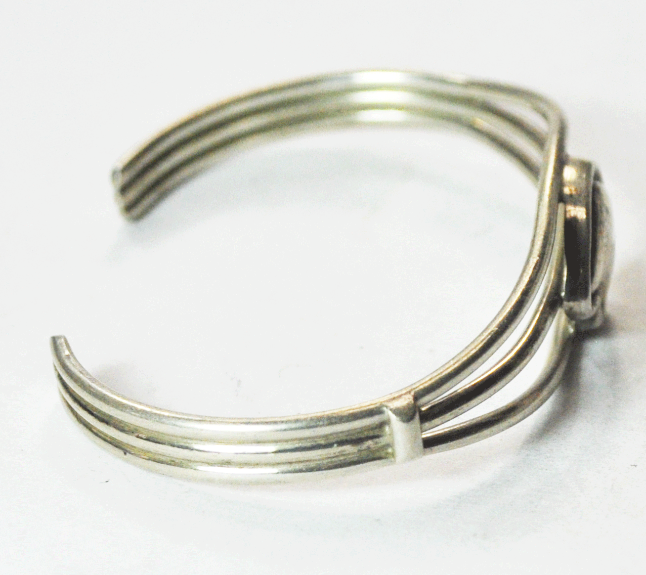 Sterling Silver Bear Split Cuff 3 Bar Bracelet 16mm 6-3/4" Wrist 17.2g