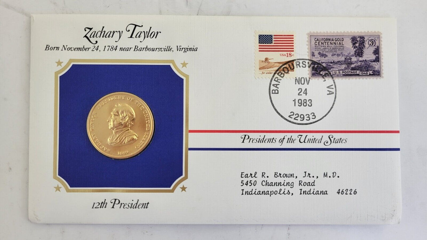 Z Taylor Presidential Covers Medal Postal Commemorative Society Gold Plated