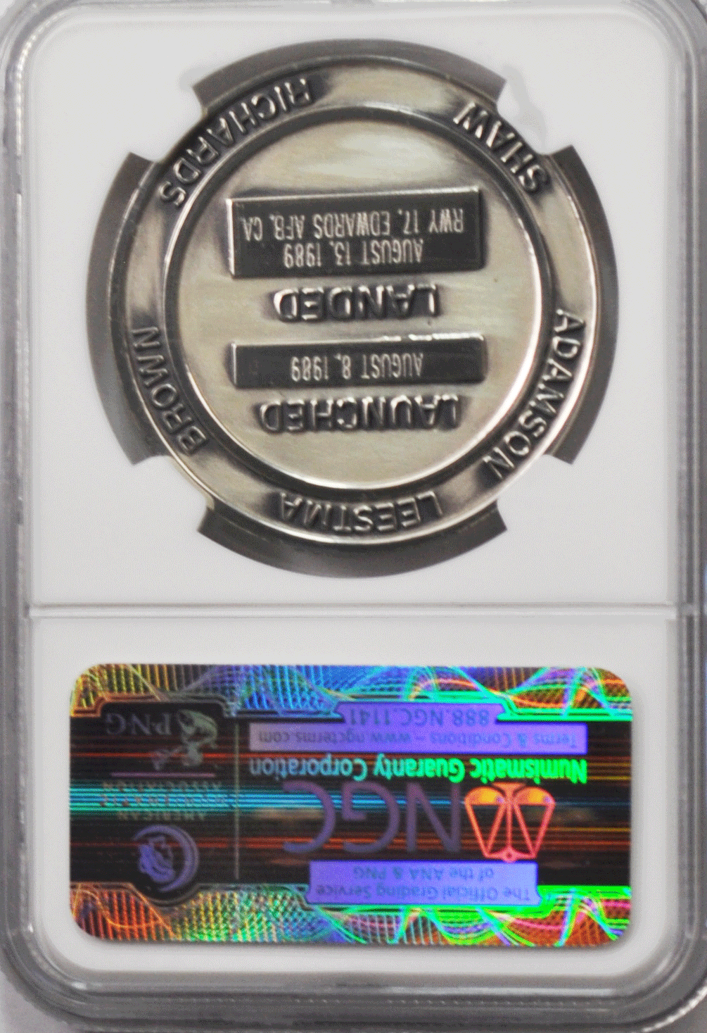 1989 STS-28 Robbins Space Silver Medal Unflown #122 NGC MS65 Columbia