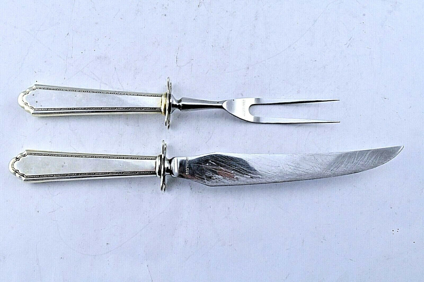 William & Mary by Lunt Sterling/Stainless Fork & 10 1/8" Knife Carving Set