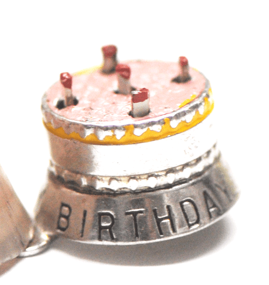 Sterling JMF Enamel Birthday Cake Retractable Articulated Candles Charm 12mm