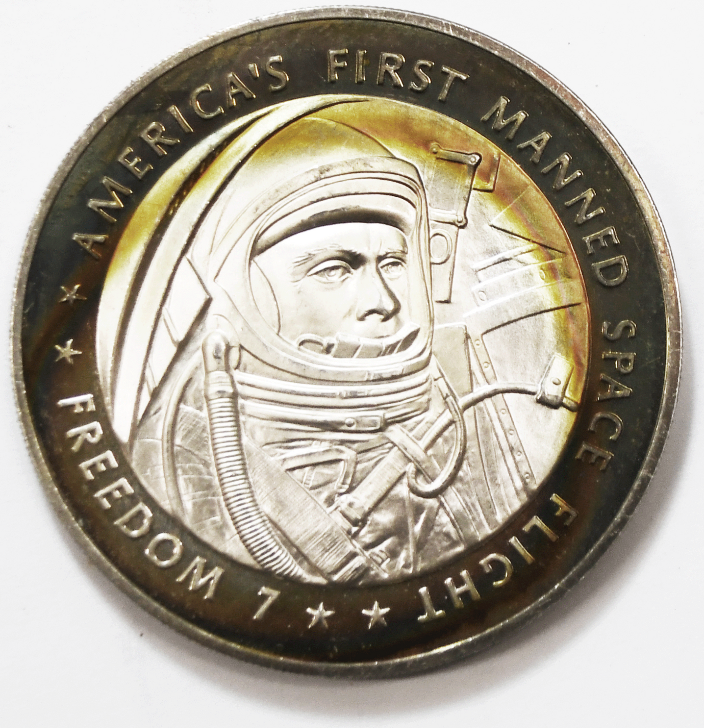 Sterling Franklin Mint Proof America's First Manned Space Flight Freedom 7 39mm