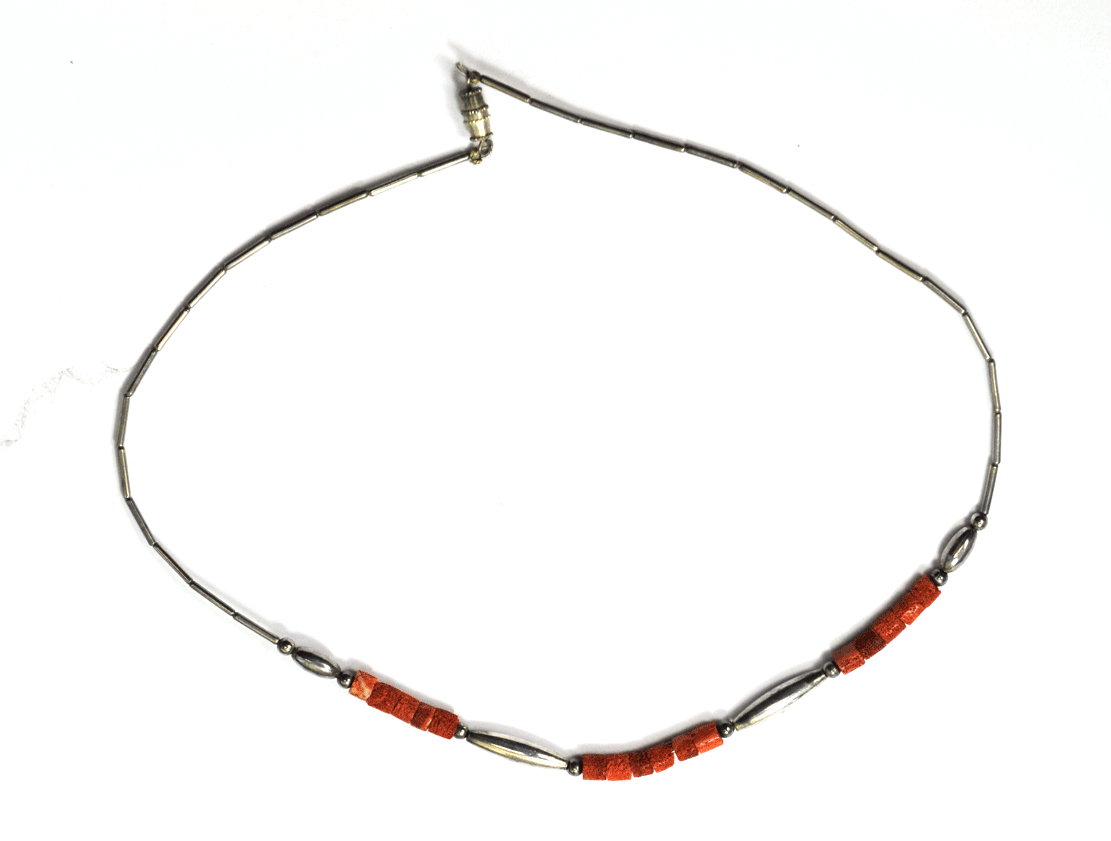 Sterling Liquid Silver Natural Red Coral Bead Necklace 5mm 17" Screw Clasp