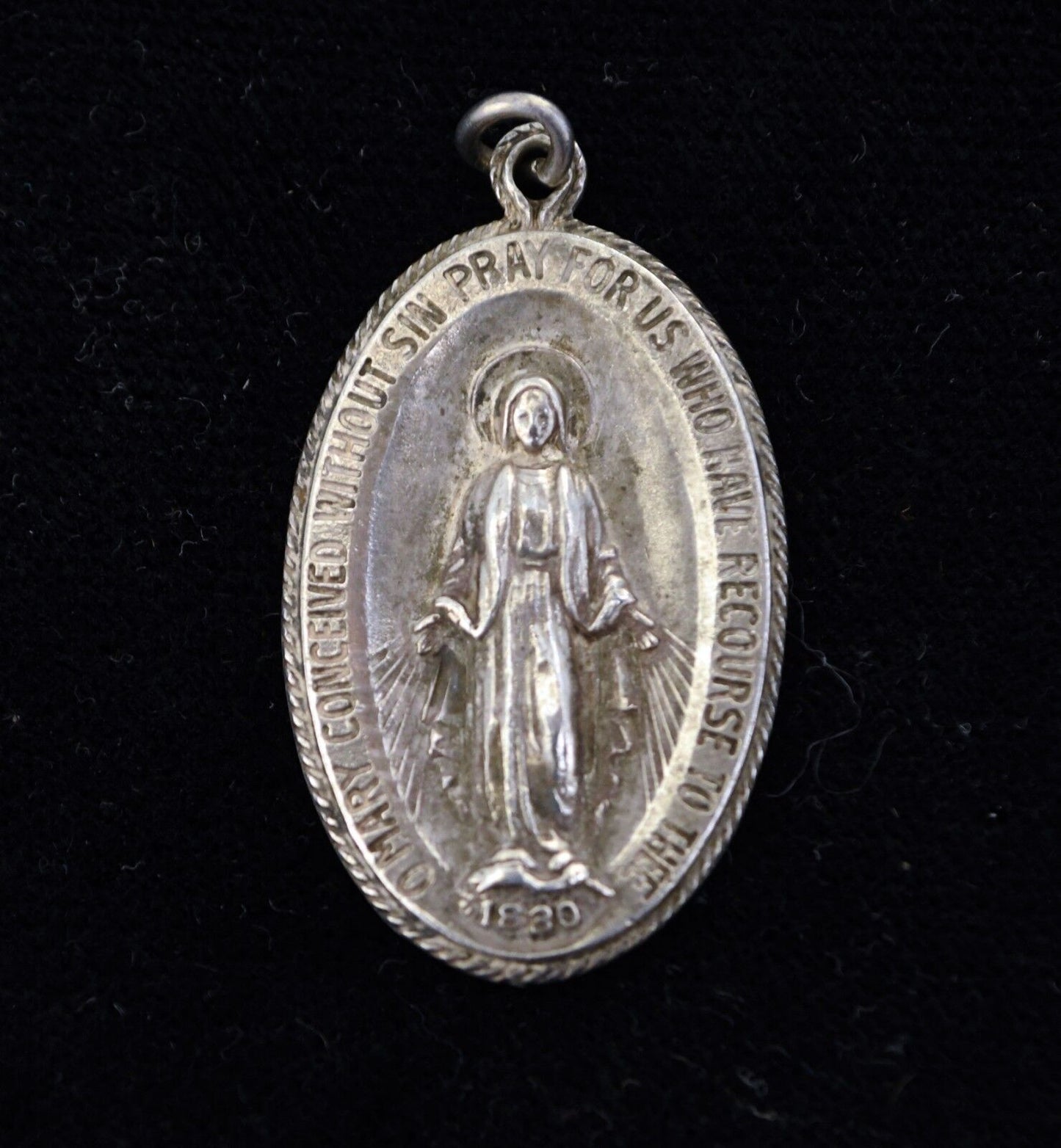 Vintage Sterling Silver Mother Mary Pendant Charm 6.7 grams 1  3/8"