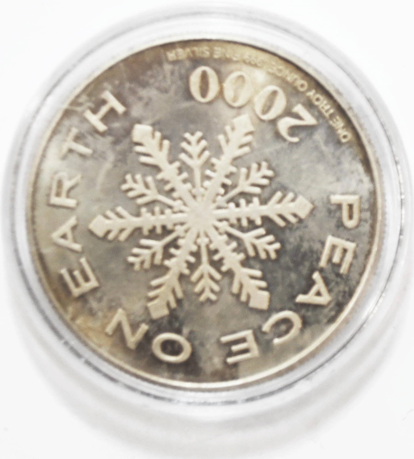 2000 Peace Earth Snowflake Reindeer Silver 1ozt .999 Fine Merry Christmas X-mas