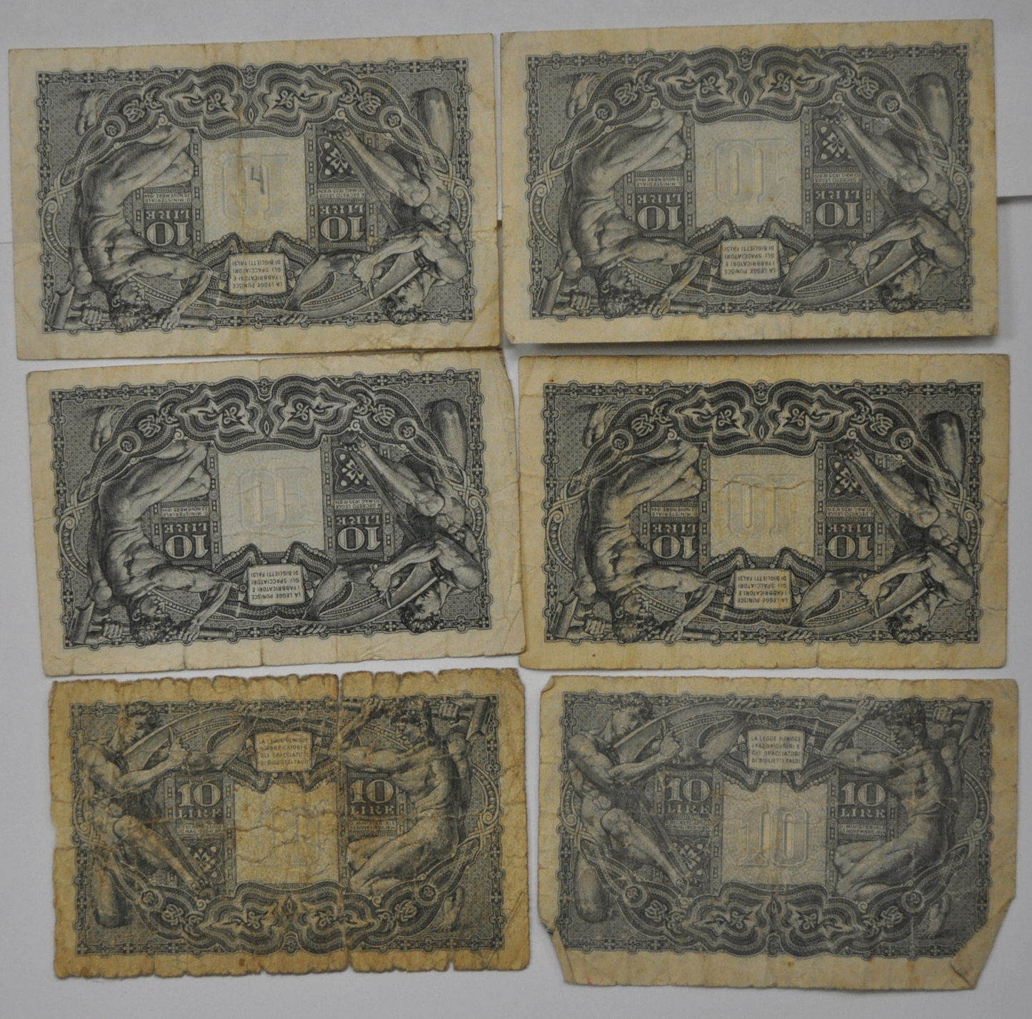 Lot of 17 1935 1939 1940 & 1944 Italy 1 2 5 & 10 Lire Notes