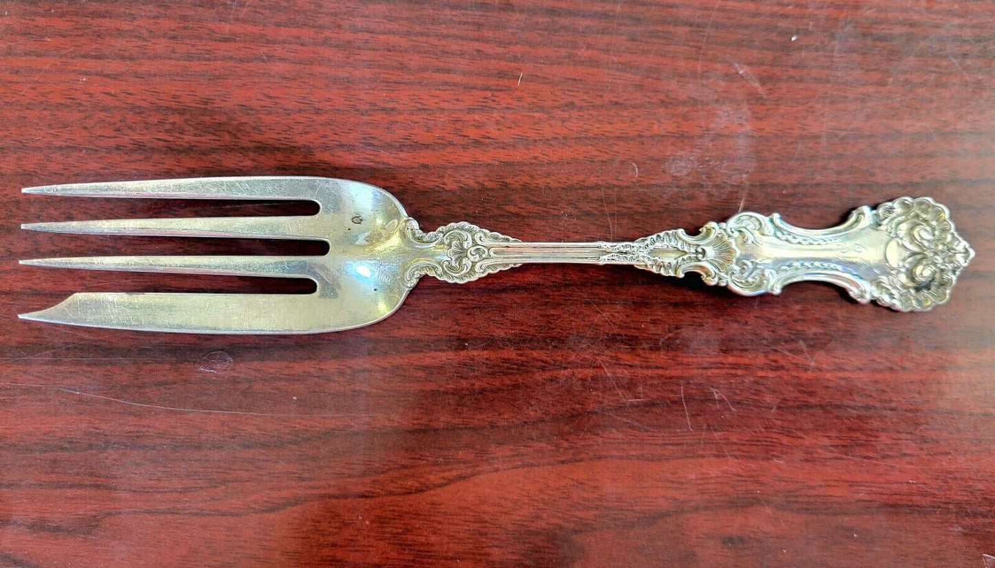 Pompadour By Whiting Sterling 7 1/2" Small Cold Meat Serving Fork 1.88oz