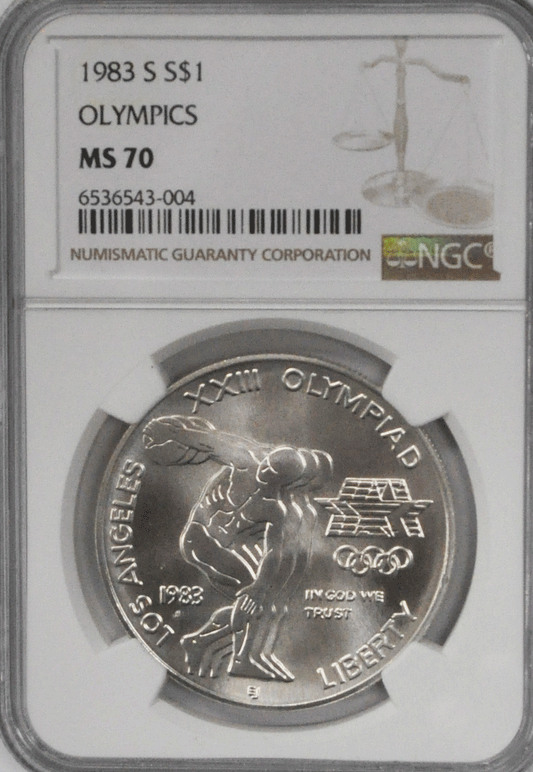 1983 S $1 Olympics Los Angeles Commemorative Silver US One Dollar MS70 NGC