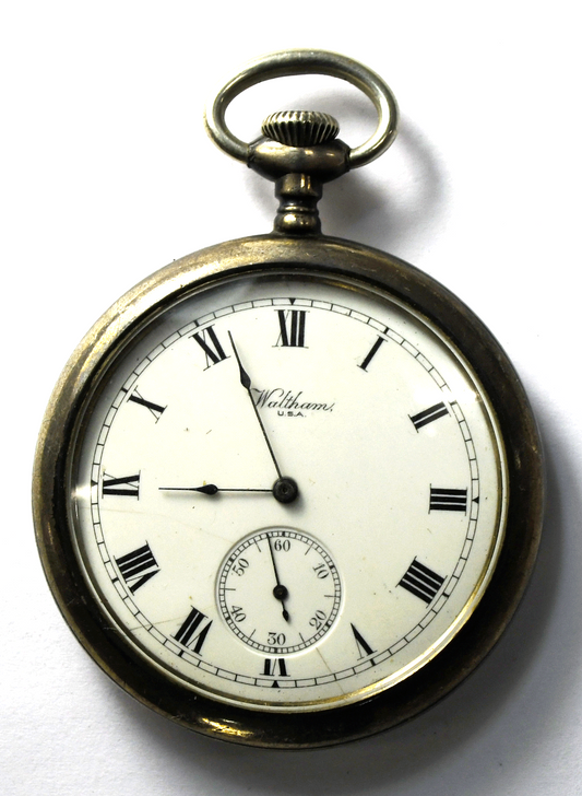 1914 Waltham Size 14 Open Face Coin Silver Bond Street Pocket Watch Not Running