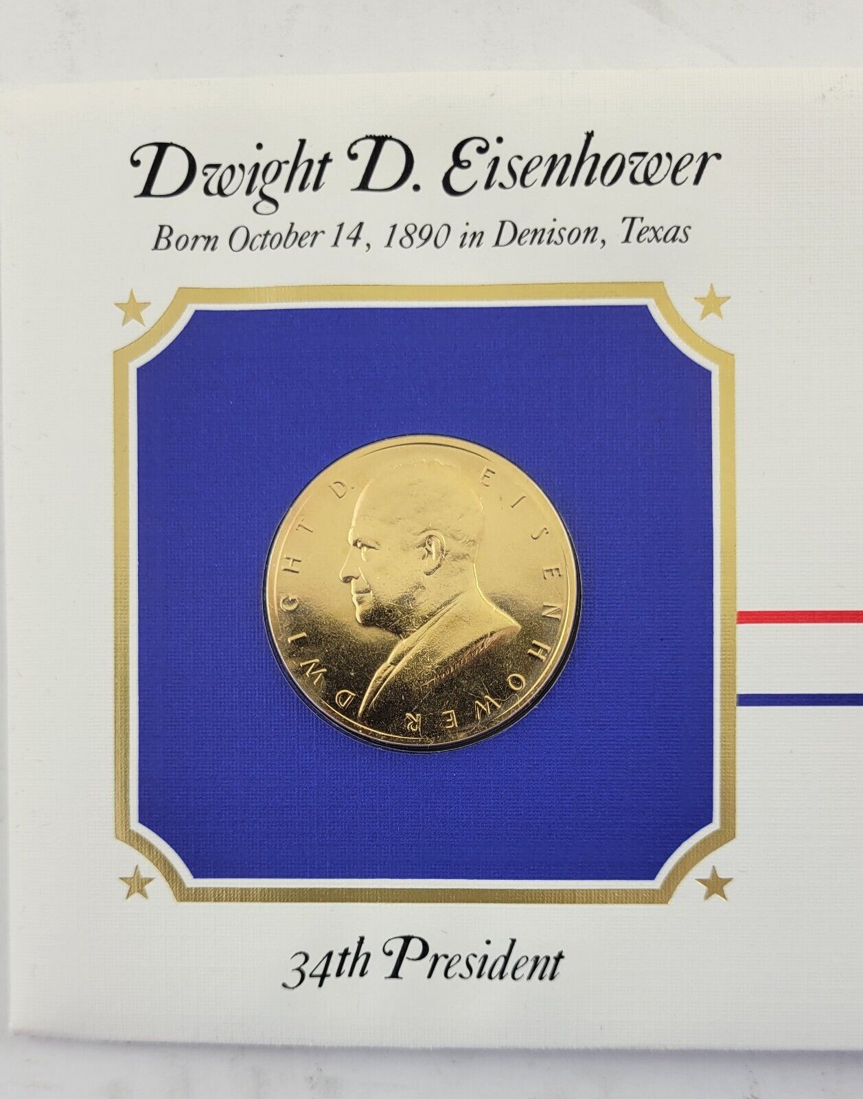 Eisenhower Presidential Covers Medal Postal Commemorative Society Gold Plated