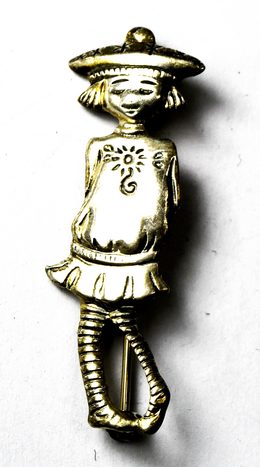 Sterling Meink Mary Engelbreit Sweet Little Girl Wearing Hat Brooch 44x15mm