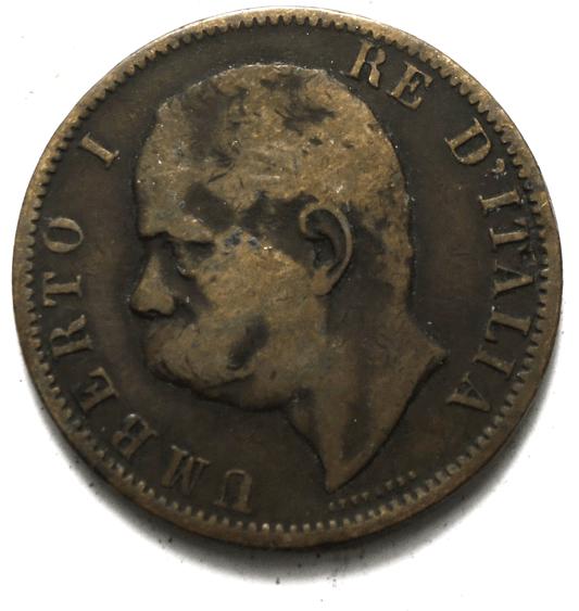 1894 B/I Italy 10 Ten Centesimi Copper Coin KM# 27.1