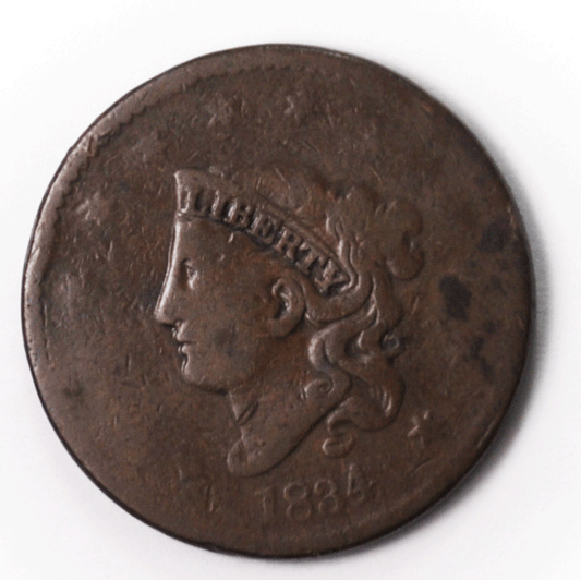 1834 1c Coronet Head Large Cent One Penny 100' Rotated Dies Mint Error