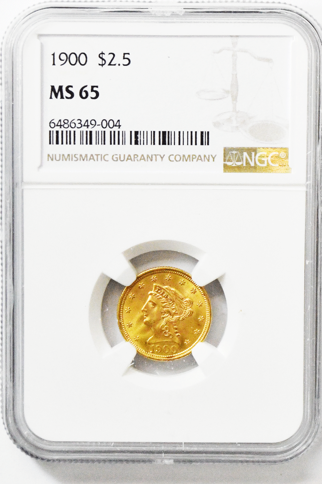 1900 $2-1/2 Liberty Head Quarter Eagle Gold Philadelphia NGC MS65