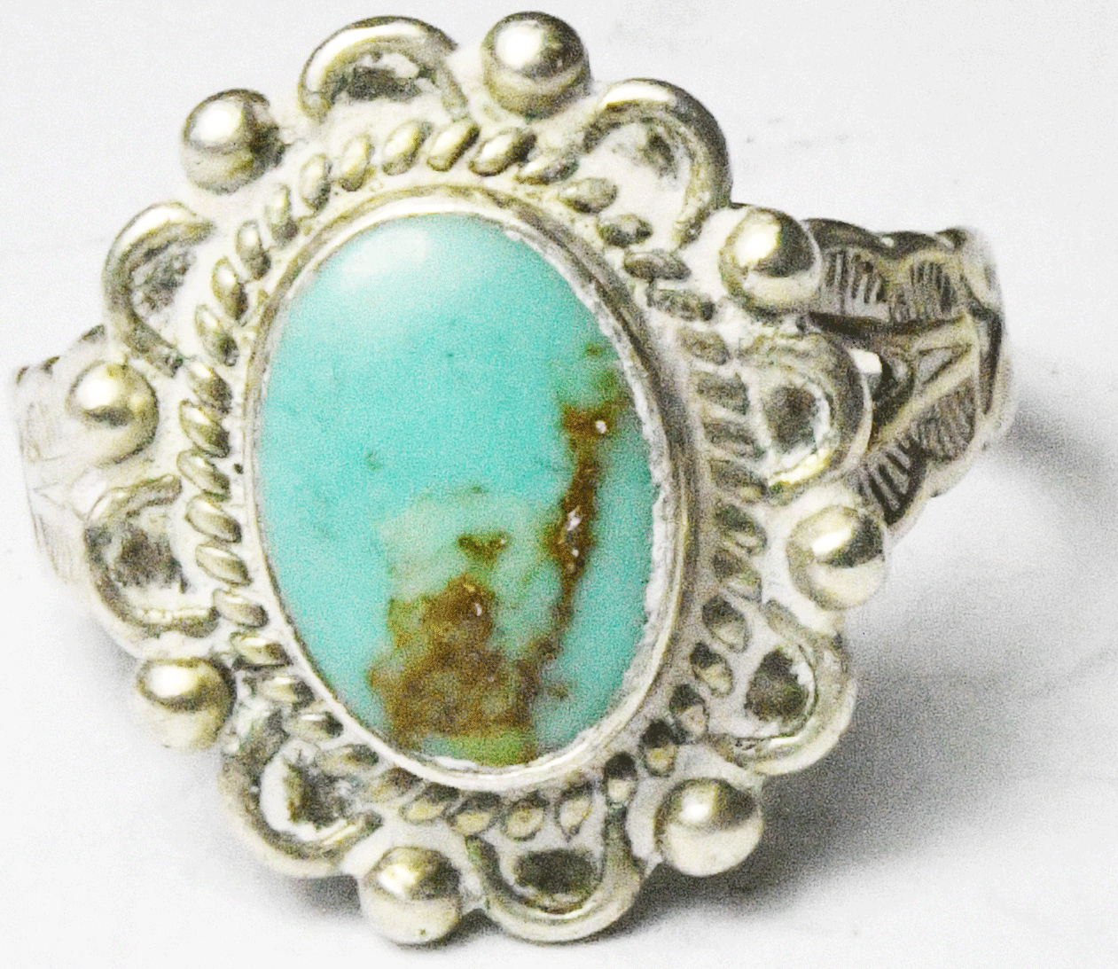 Sterling Pacific Jewelry Company Oval Turquoise Ring 17mm Size 5.5