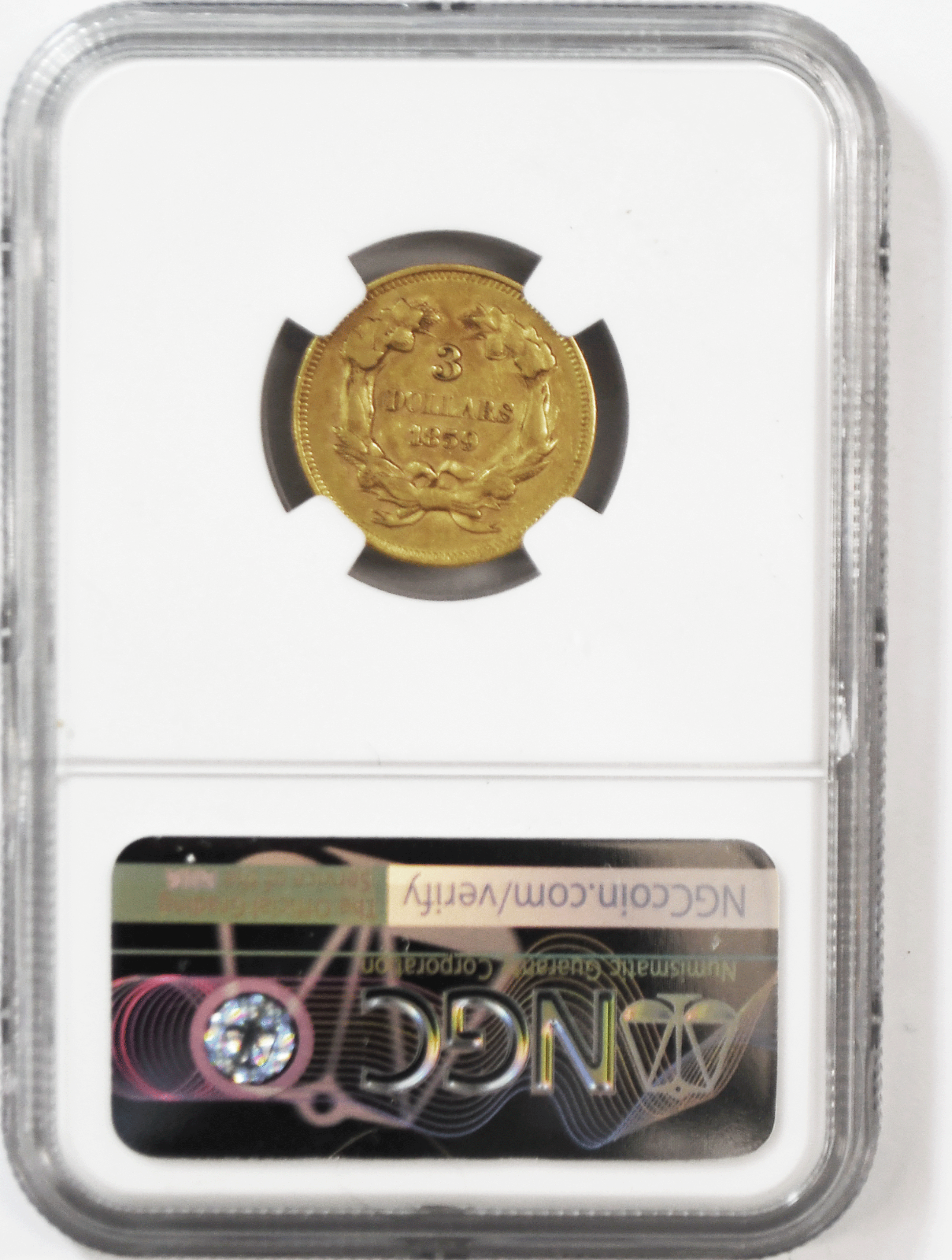 1859 $3 Indian Princess Three Dollars Gold Philadelphia NGC AU55