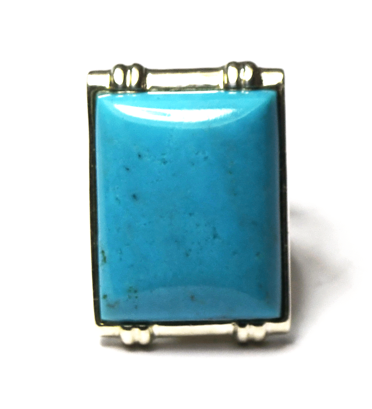 Sterling Desert Rose Rectangle Turquoise Ring 28mm Size 6-1/2