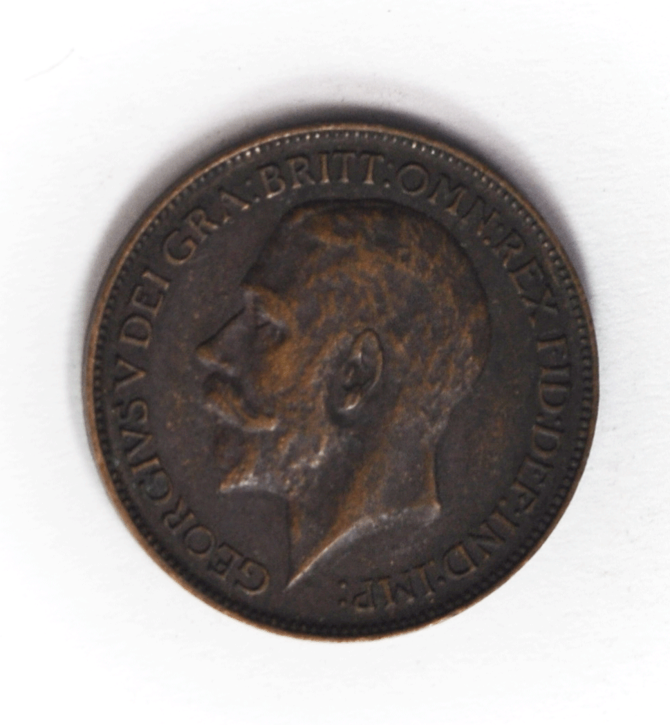 1911 1F Great Britain Farthing Bronze Coin